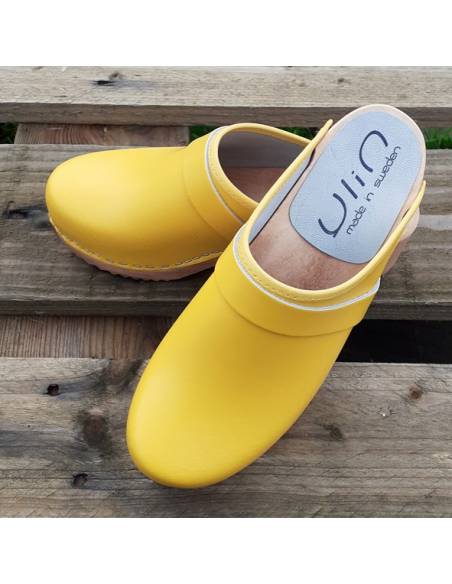 Leather swedish clogs with wooden  sole for woman - Esprit Nordique