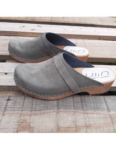 Men's Swedish nubuck leather wooden clogs