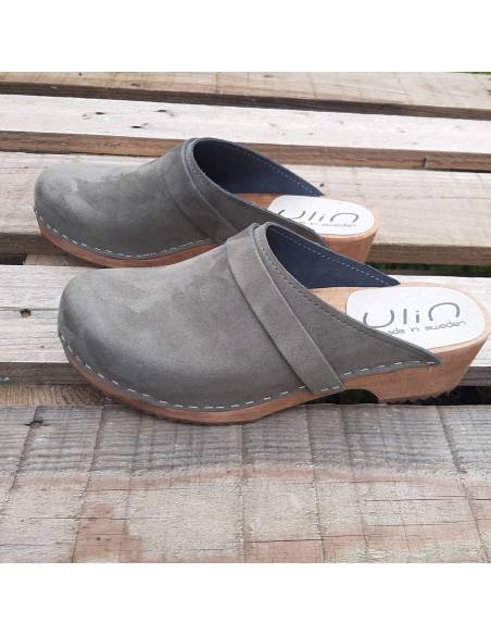 Men's Swedish nubuck leather wooden clogs