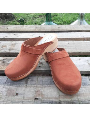 Damen Schwedische Holzschuhe  in Nubuck Leder