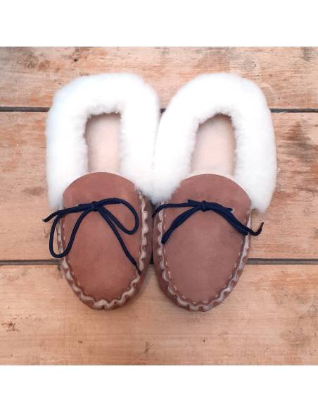 Women's Slippers mocassin in genuine lambskin -thermotherapy