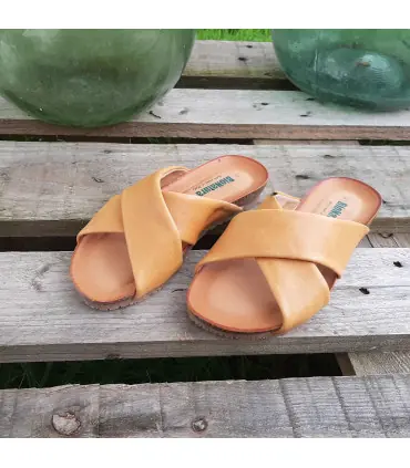 Bionatura Kork-Sandalen für Damen aus Lackleder in Metallic-Taupe