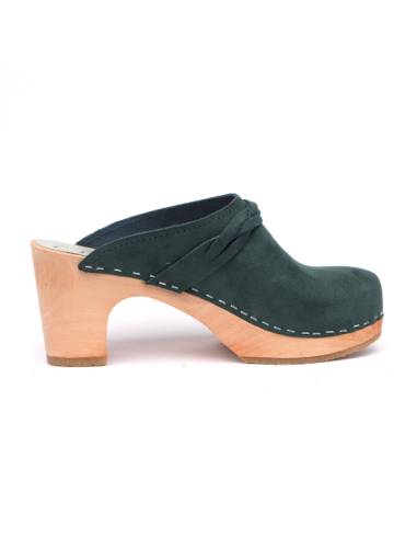 sandales femme suédoise talons en bois avec détail tresse