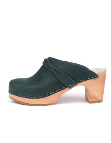 Sueco Zuecos de madera de mujer tacón alto 8 cm