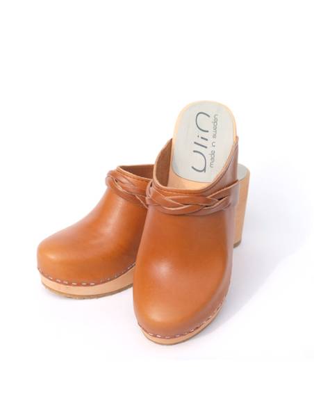 Sueco Zuecos de madera de mujer tacón alto 8 cm