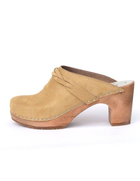 Women's high heels wooden swedish clogs