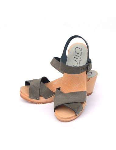 Mujer sueca de madera sandalias zapatos de tacón top