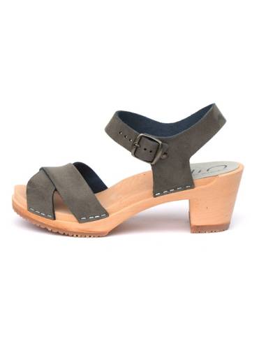 Swedish Sandals woman heels tops and vegetal tan leather Bali