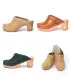 Women heels high wooden Swedish clogs and leather