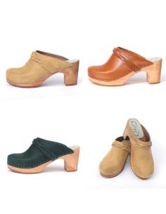 Women's high heels wooden swedish clogs