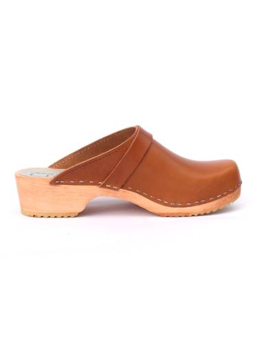 Sueco zuecos de madera cuero vegetal o nubuck mujer