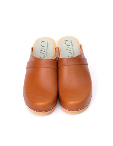 Men's Swedish tanned vegetal leather wooden clogs