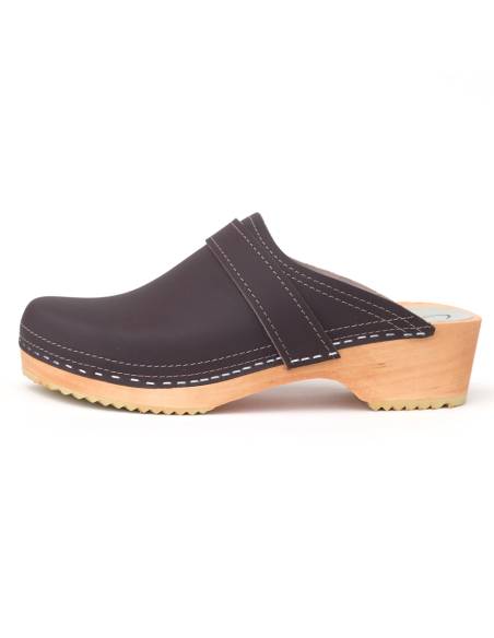 Schwedische clogs Holz und Leder für Herren