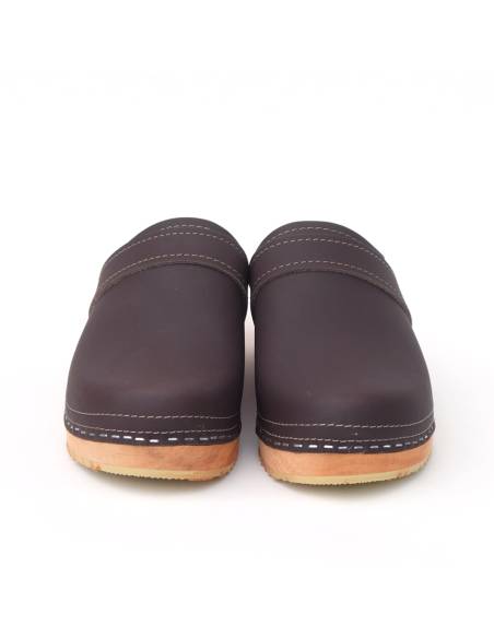 Schwedische clogs Holz und Leder für Herren
