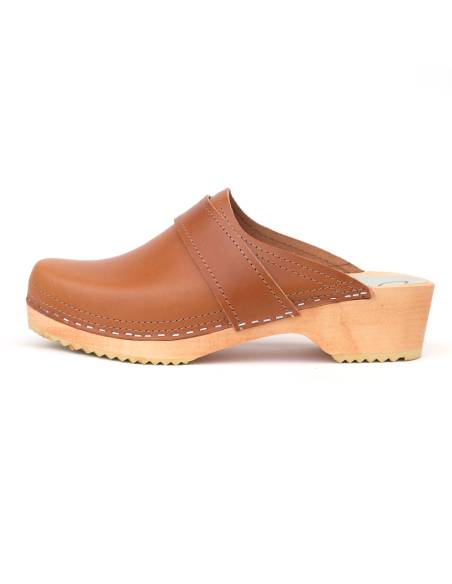 Schwedische clogs Holz und Leder für Herren