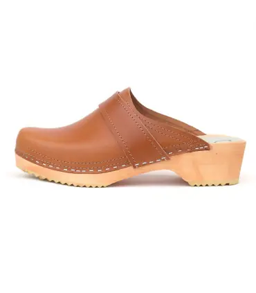 Wood and leather men's Swedish Clogs
