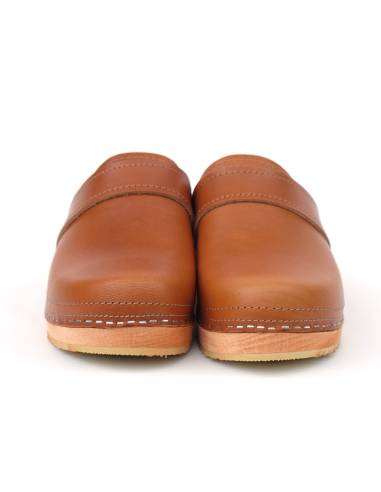 Wood and leather men's Swedish Clogs