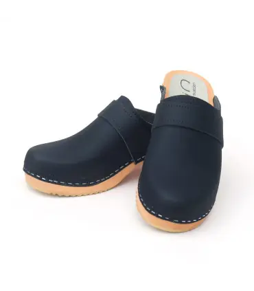 Sabots suédois unisexe semelle orthopédique et cuir noir