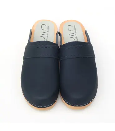 Sabots esprit nordique homme ou femme en cuir noir et en bois