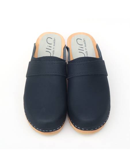 Sueco zuecos de madera cuero para hombre