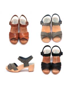 Sandals Swedish woman wood leather bare feet heels Bali