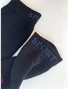 Chaussettes courte de ski Design noir et gris broderie sport  2