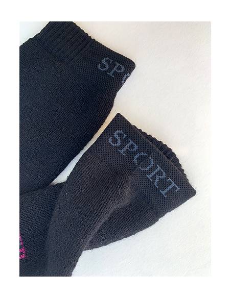 Chaussettes techniques courtes en laine fushia et noir 