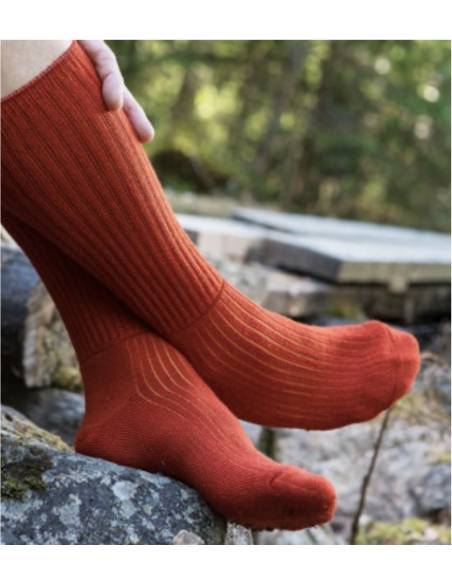 Chaussettes en laine mérinos pure orange et grise idéale sabot