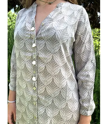 Shirt for Women in modal with mao collar and buttons