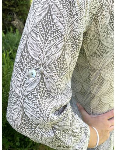 Shirt for Women in modal with mao collar and buttons