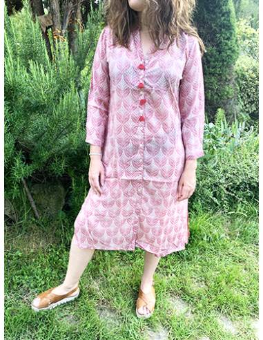 Chemise robe femme se porte avce sandales ou sabots suedois rouge 