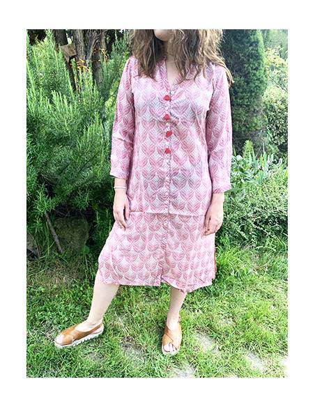 Chemise robe femme se porte avce sandales ou sabots suedois rouge 