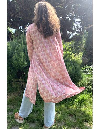 Chemise robe femme col mao rouge