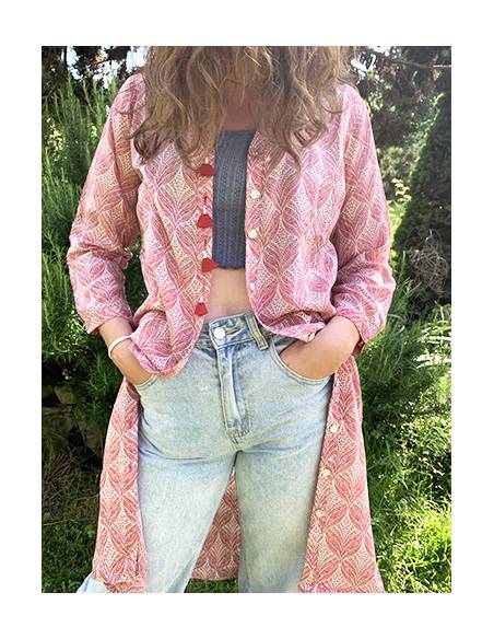 Shirt for Women in modal with mao collar and buttons