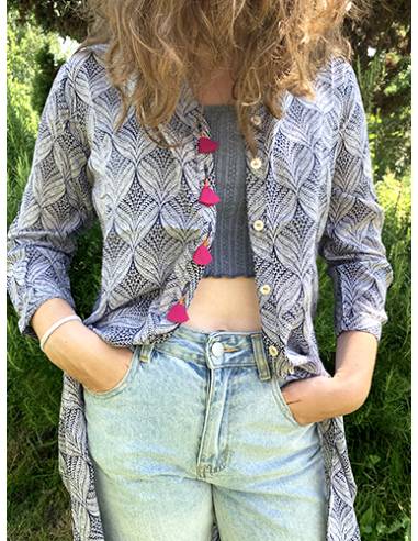 Shirt for Women in modal with mao collar and buttons