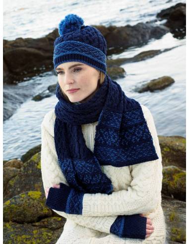 Mitaines 100% en laine bleu et bleu marine