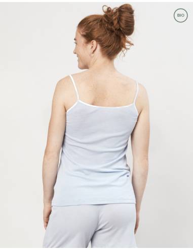 Damen Trägertop aus Wolle und Seide hellblau