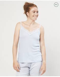 Night Top in wool and Silk light blue 2
