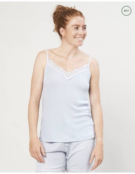 Night Top in wool and Silk light blue