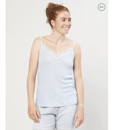 Night Top in wool and Silk light blue