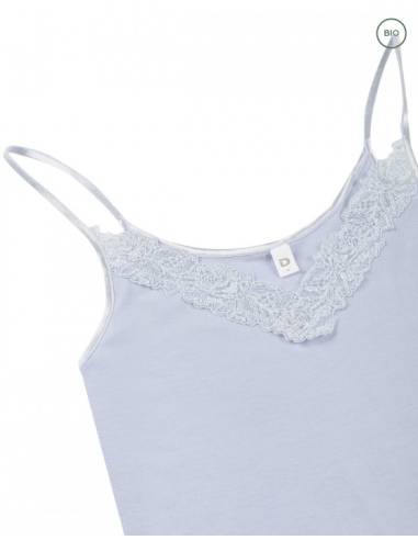 Top de pyjama en laine et soie bio bleu ciel