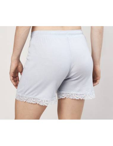 Schlafshorts für Damen aus Bio Wolle und Seide hellblau