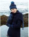 Écharpe jacquard en pure laine mérinos bleue marine