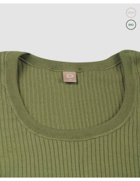 women's rib collar shirt long sleeves in pure grey merino wool