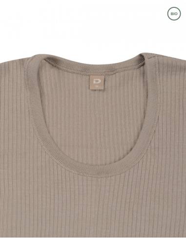 women's rib collar shirt long sleeves in pure grey merino wool