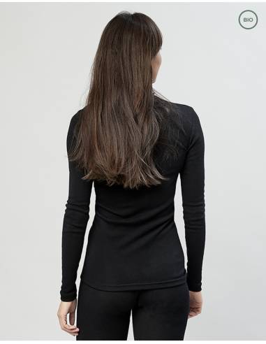 Damen Rippstrickkragenhemd aus reiner Merinowolle