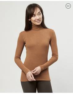 women's rib collar shirt long sleeves in pure grey merino wool