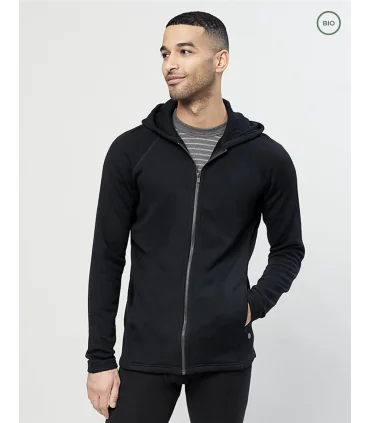 chaqueta de hombre con capucha en lana merino gris