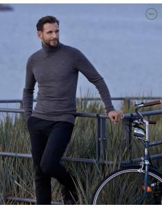 T-shirt men blue pure Merino Wool