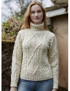 Irish turtleneck sweater in pure Merino Wool red 2